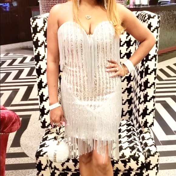 Fashion Nova Dresses & Skirts - 💎💎💎💎Sweetheart Neckline Sequins Fringe Dress!